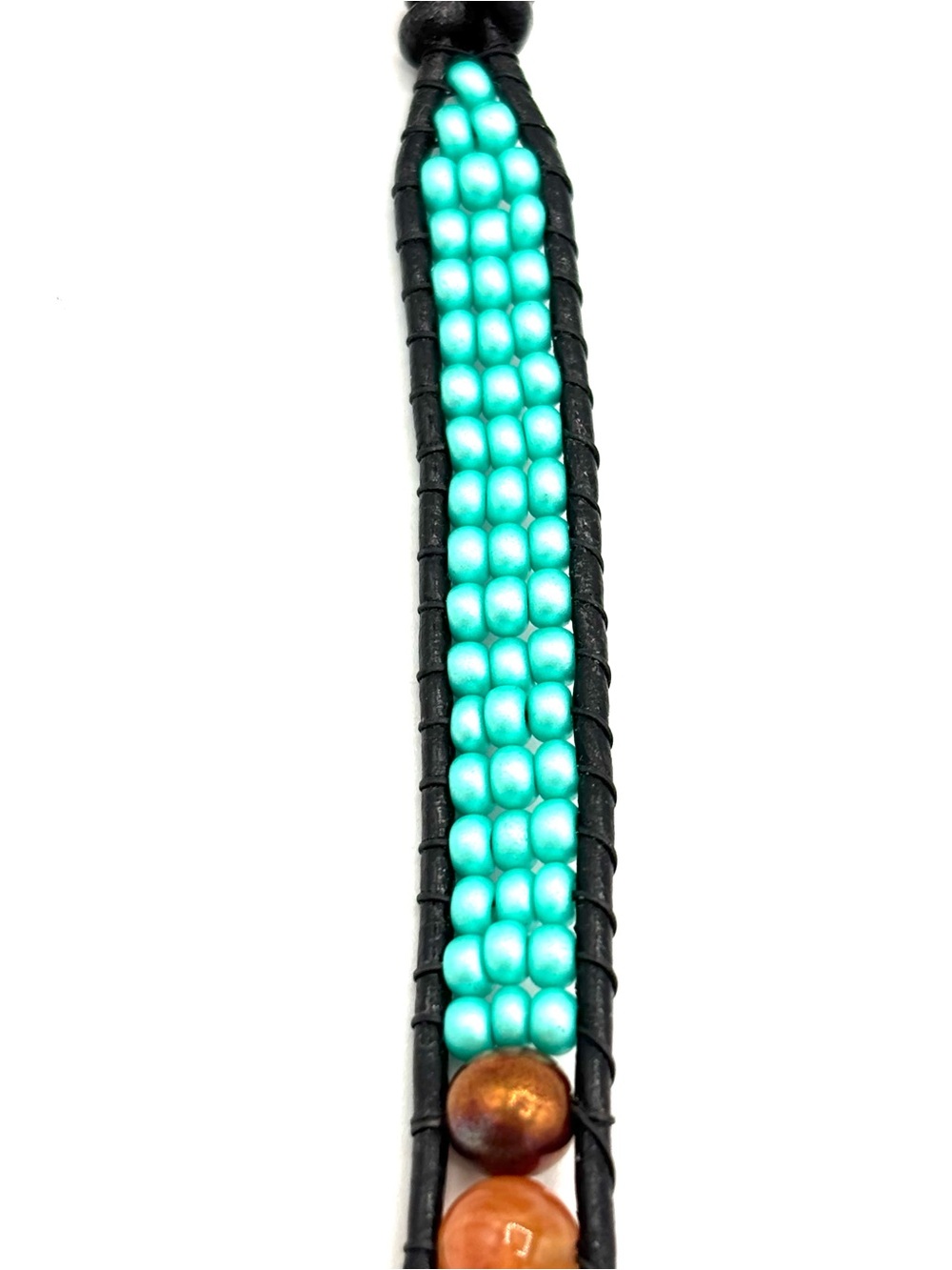 Hand Crafted Multi-Strand Beaded Wrap Bracelet with Imperial Jasper Pendant - Picture 10 of 11